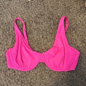 Hollister Ribbed Underwire Bikini Top - Bright Pink